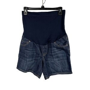 Liz Lange for Target Maternity Size S Denim Shorts Full Belly Panel 5.5" Inseam